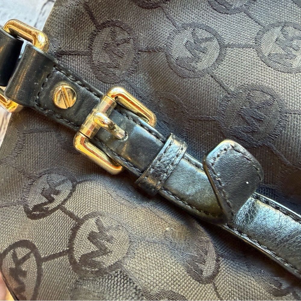 Michael Kors BEDFORD Small Satchel MK Monogram Jacquard Black Y2k Tote Logo - Picture 9 of 16